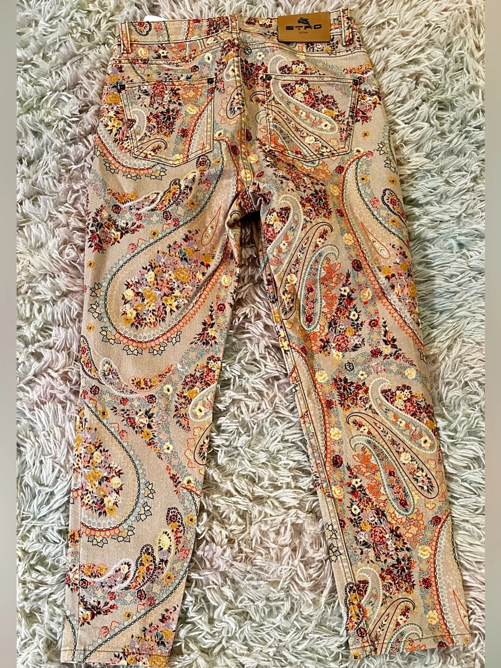 New ETRO Paisley Print High-Rise Straight Leg Slim Jeans Size 26 - Picture 5 of 9